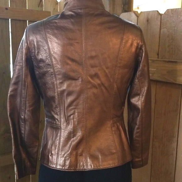 IMAGE LEATHER- Leather Jacket in Soft Golden Copper XS - Picture 3 of 5